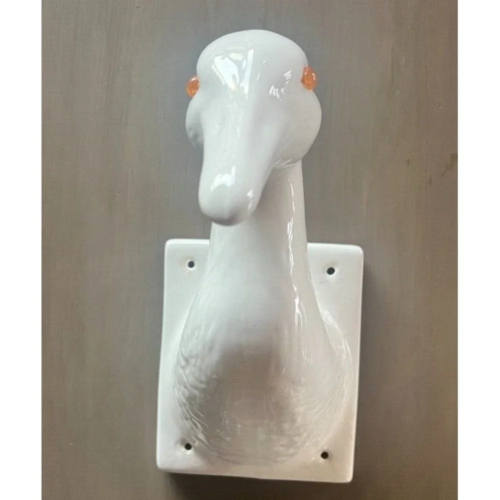 Porcelain Neutral White Ceramic Goose Wall Hook Farmhouse‎ Towel Kitchen Decor